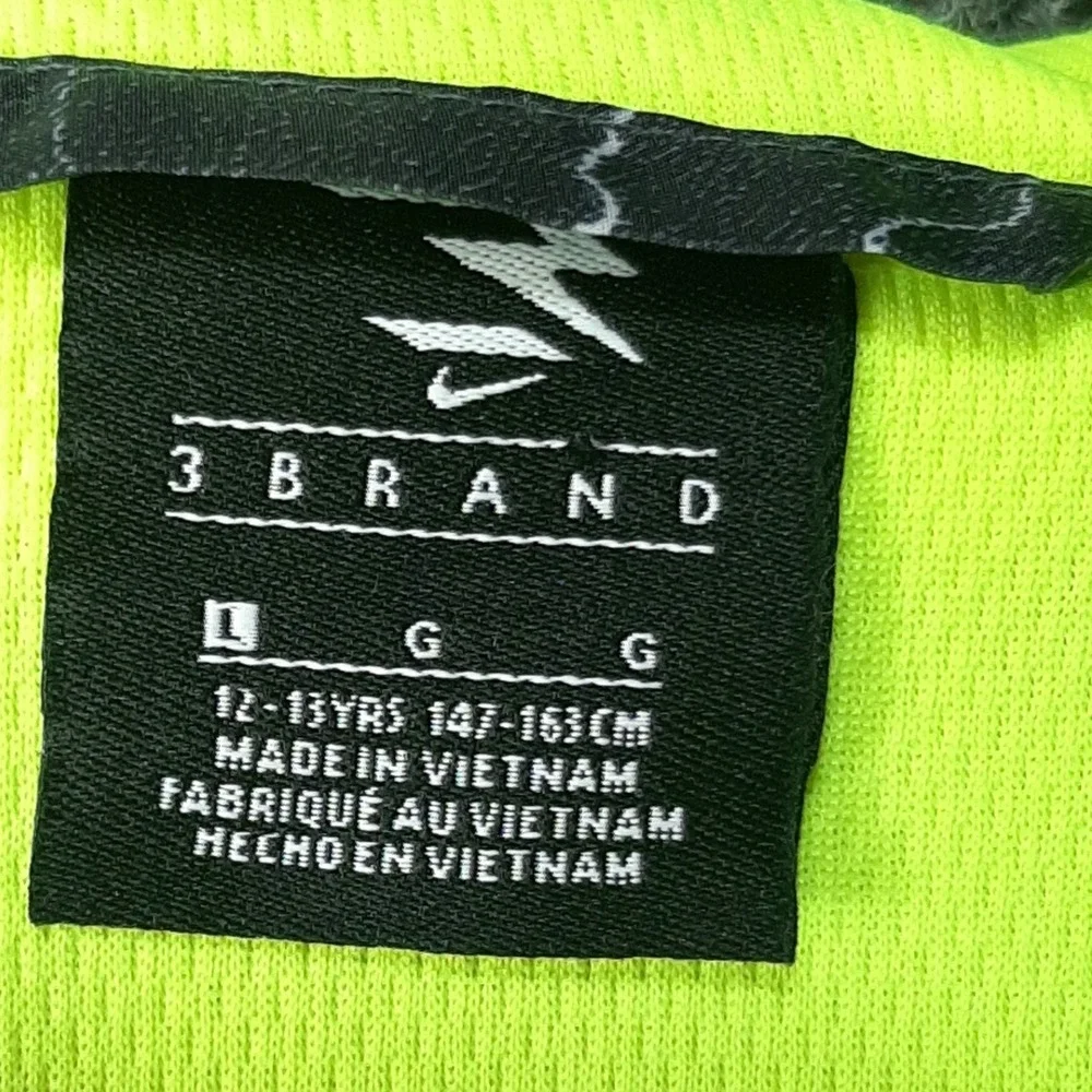 Nike 3 Brand Lightning Windbreaker 0457-023 Size L 12-13Y Black White Youth